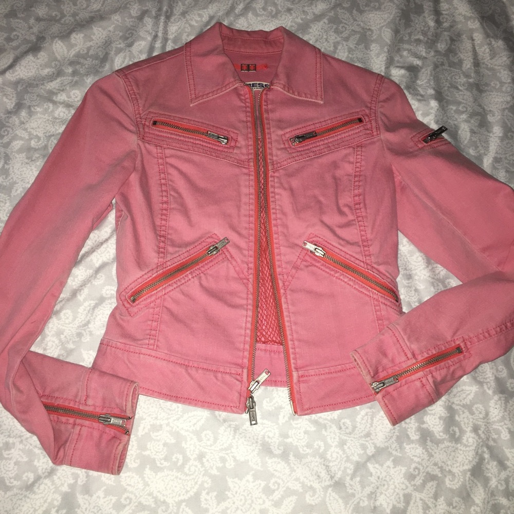 Express Pink Denim Jacket Size XS